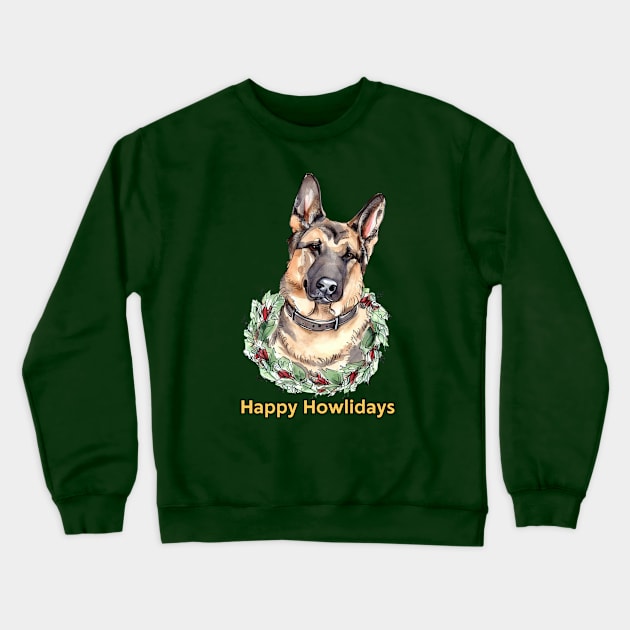 Happy Howlidays German Shepherd Crewneck Sweatshirt by ZogDog Pro